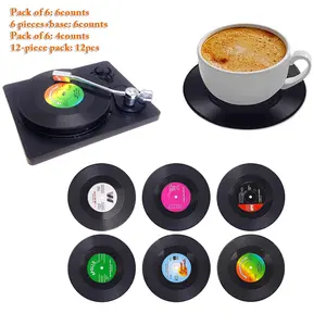 Vintage Vinyl Record Coasters, Heat-Resistant CD-Shaped Drink Mats, Tableware, Perfect for Coffee & Tea Cups, Unique Home Decor Gift Idea