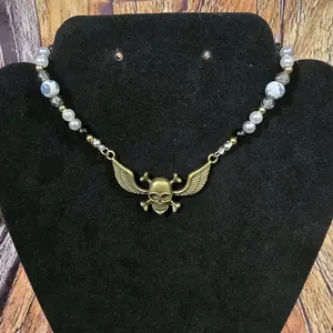 Skull Charm Beaded Rearview Mirror Hanger