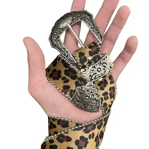 Dealsforyoudays Cyber Y2K/2000s / Men Women Rhinestones Belt Bling Western Cowgirl Cowboy Studded Leopard Print Leather Belt Diamond Waist for Jeans Pants