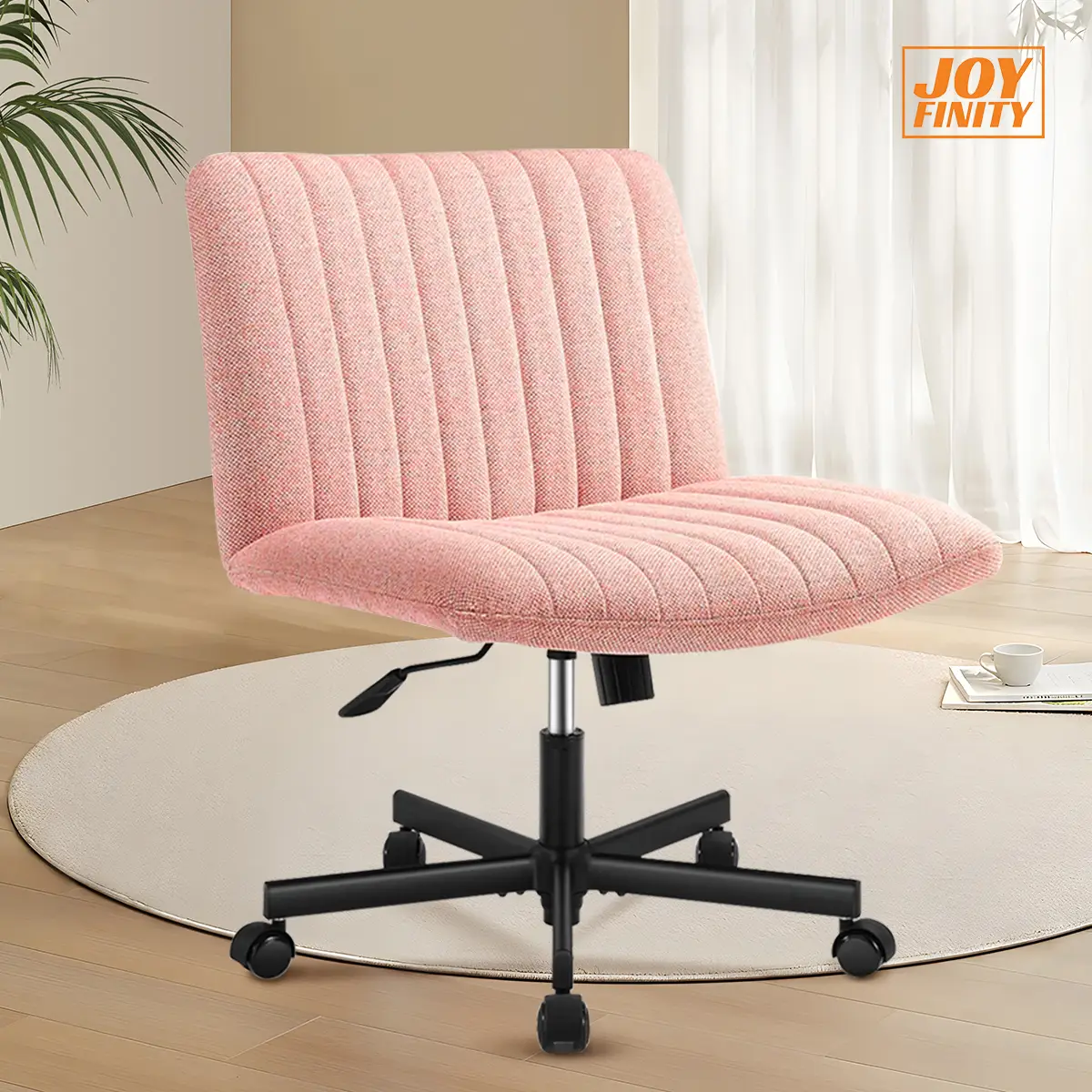 JOYFINITY Criss Cross Chair,Plus Size Armless Swivel Home Office Chair,Sit Cross-legged Wide,Adjustable Height Chair,Indoor Furniture for Workspace