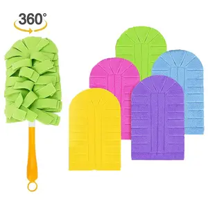 Microfiber Electrostatic Duster Refills - 5PCS Reusable Covers for Standard Handles, 360° Cleaning for Home Blinds, Fans