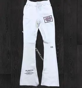 Gunzini - Stacked Sweat Pants  - Off White/Purple - Gz682