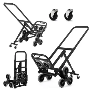 Garvee Heavy-Duty Stair Climbing Dolly with 10 Wheels, Telescoping Handle, and Folding Design for Easy Transport in Offices, Warehouses, and Stairs - 330 LBS Capacity