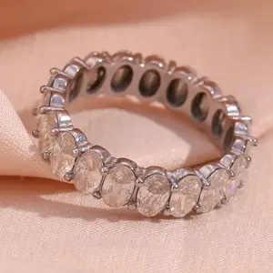 Oval CZ Full Eternity Band Ring