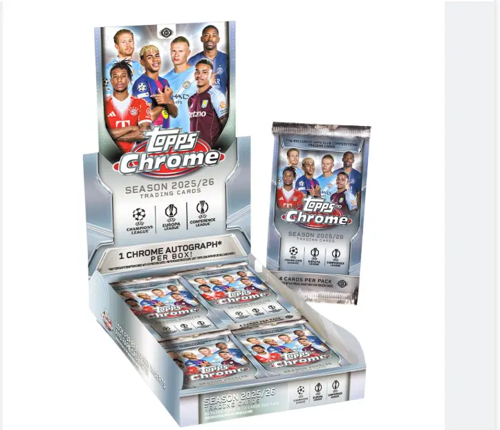 2025/26 tops chrome Soccer -Individual PACK- 4 cards per pack- look for autographs and rare case hits!
