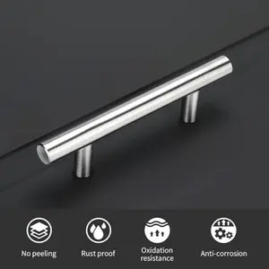10 Pack 5.9 Inch Silver Color Cabinet Pulls, Stainless Steel Kitchen Drawer Handles, 3.8 Inch Hole Center, Ideal for Cabinets