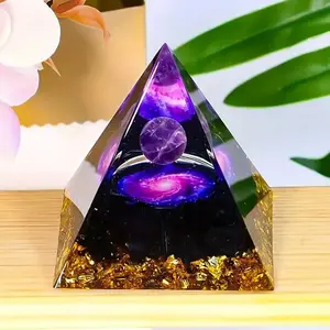 Creative Orgone Pyramid for Positive Energy, Desktop Decorative Ornament, Home Decor for Living Room Bedroom Office, Desktop Statue, Sculpture Desk Decor, Figurine