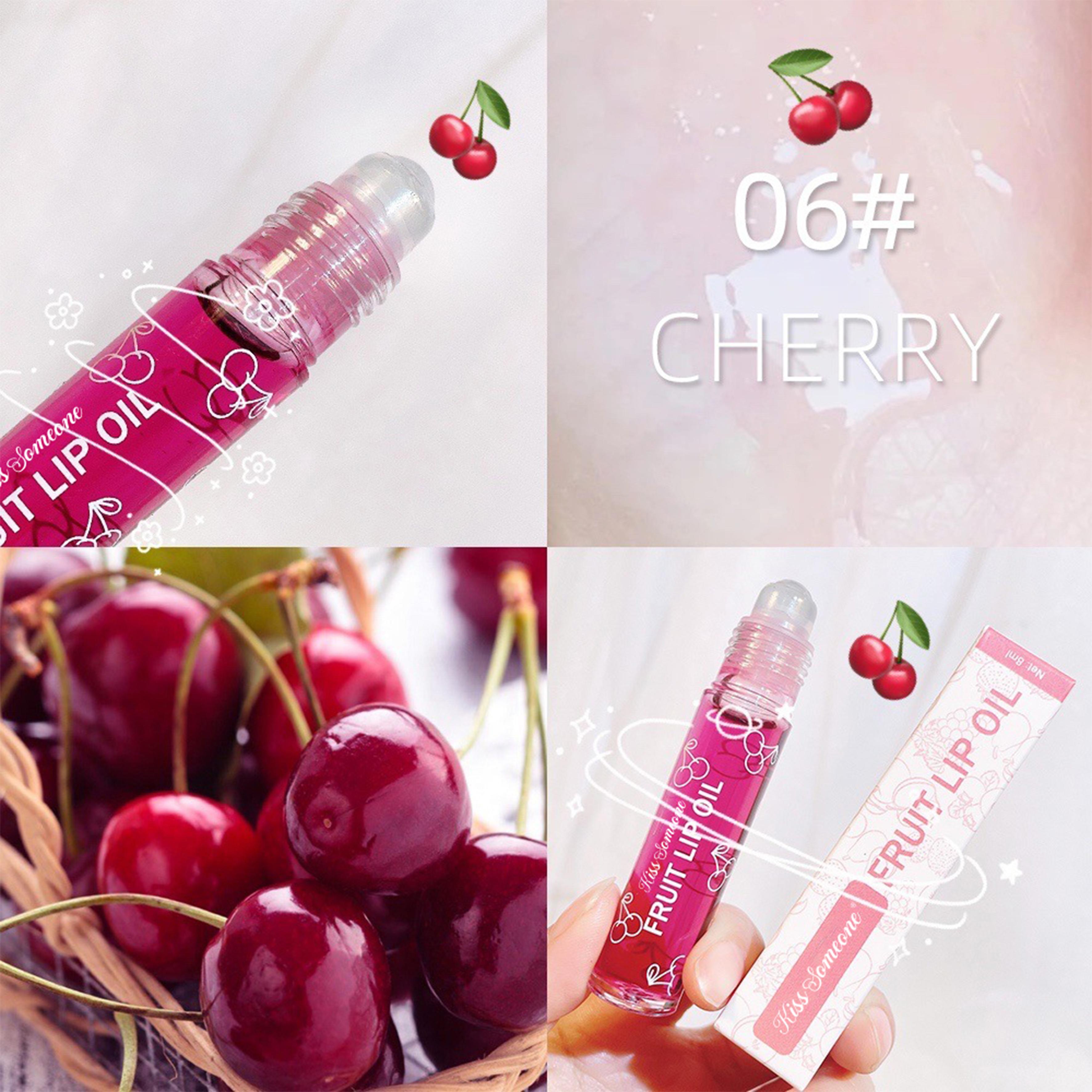 Hydrating Lip Oil Roller Gloss Juicy Glass Lips Non Sticky Moisturizing Lip Care Fruit Flavor Lip Gloss for Dry Lips Long Lasting Shine Strawberry Peach Grape Cherry