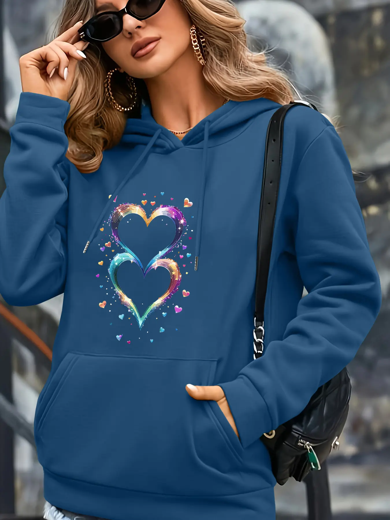 Hearts Printed Graphic Lightweight Women's Hoodie For Spring And Autumn,Cleanfit Commuter Casual  Long Sleeve TikTok Trending Hoodie Women Tops Sweatshirt