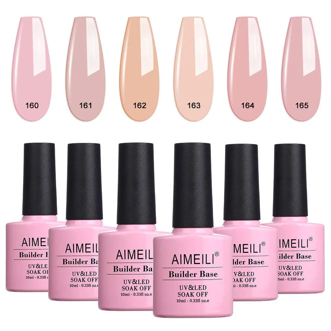 AIMEILI Gel Nail Polish Builder Nail Gel Builder Strengthener Gel Color Hard Gel Builder Extension Nail Gel 6 x 8 ML-Kit Set 38