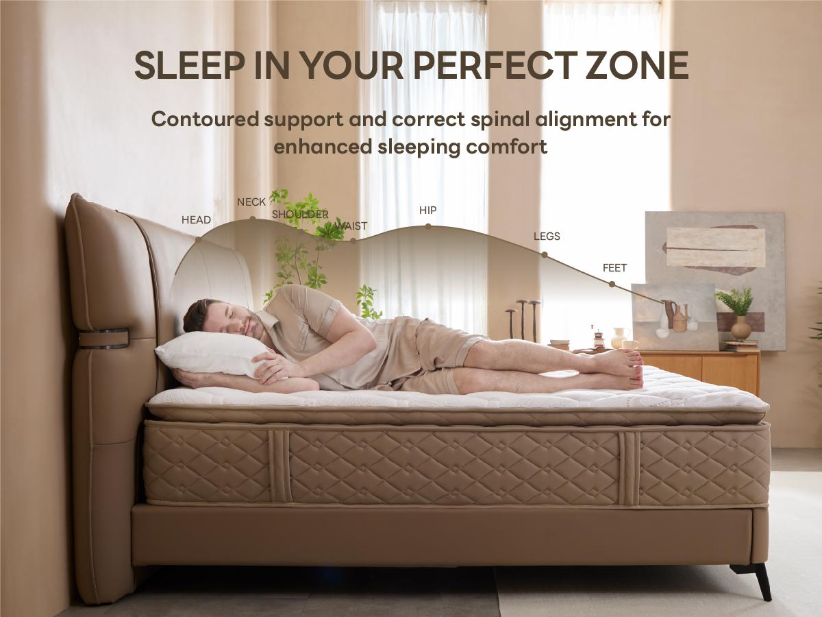 LIKIMIO 12/14 Inch Queen Size Mattress, 2-in-1 Hybrid Mattress w/Memory Foam & Pocket Springs in A Box, Oeko-TEX & CertiPUR-US Certified, Made in USA