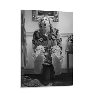Funny Bathroom Art Movie Poster Canvas Print Decoration, Dumb Movie Wall Art Decoration, Vintage Black and White Bathroom Wall Decoration