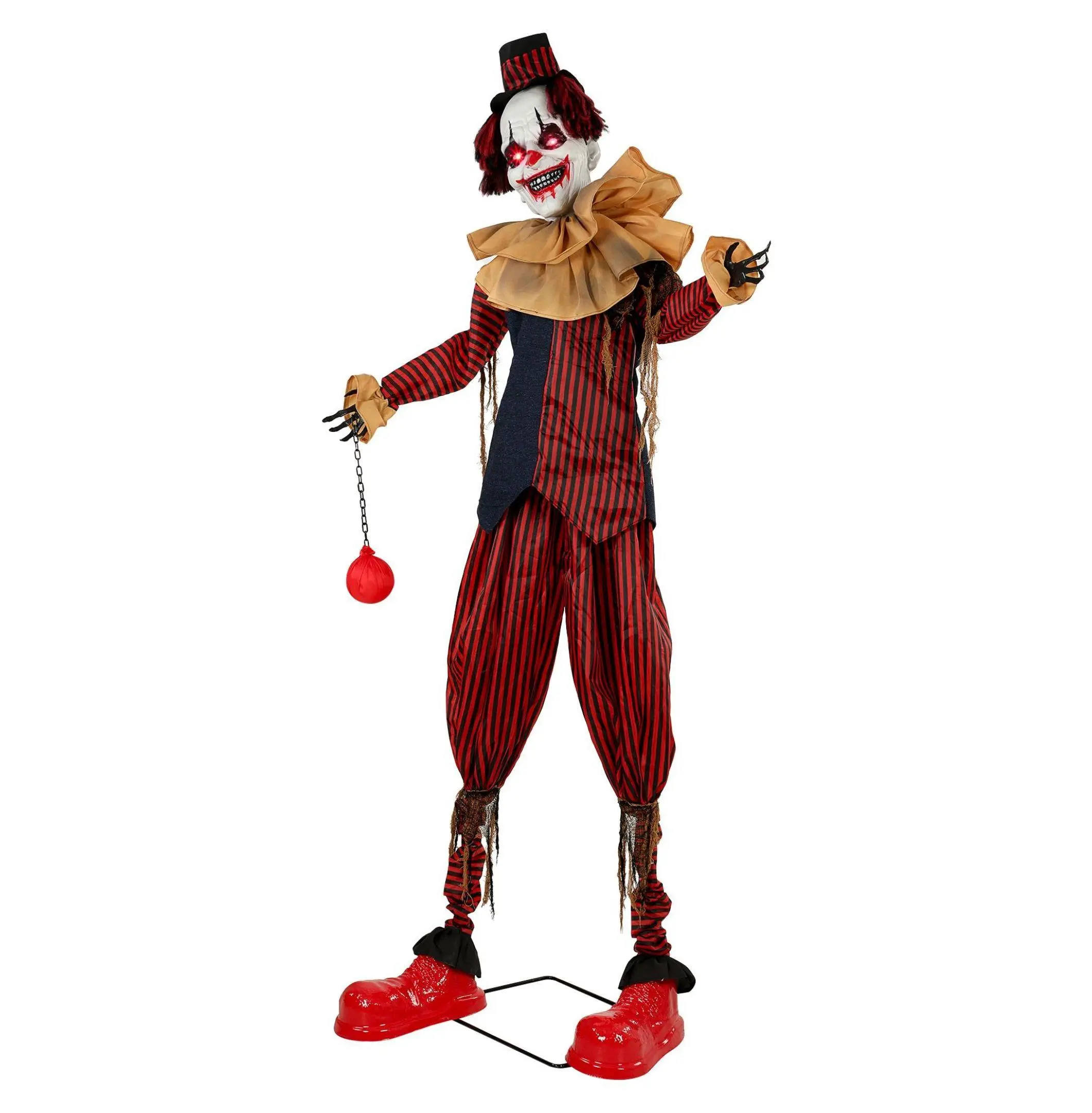 Animated Clown Halloween Decoration 94.5" with Sound & Light Up Eyes - Touch Activated, Giant Scary Clown Prop for Yard, Porch, Indoor Party Decor Multi-colored