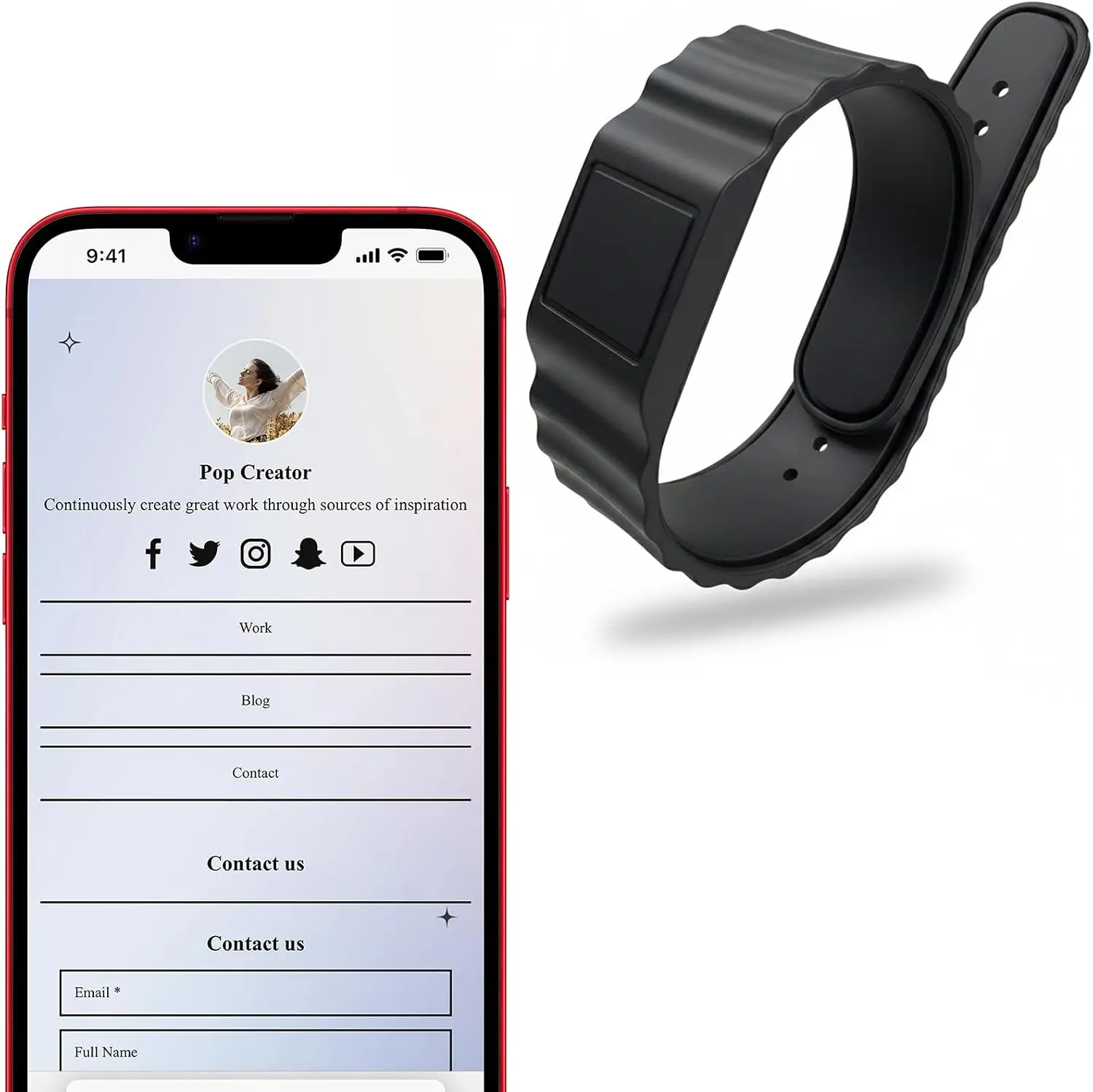 Digital Business Card Wristband - NFC Business Card - Social Media Sharing & Instant Contact - Tap to Share NFC - Suitable for Office, Social Media, Campus, for iOS & Android