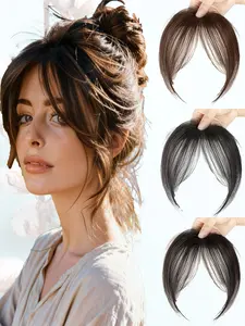 Air Bangs Clip-In with Temples - Wispy Curved Fringe Hairpiece for Women, Natural Look for Daily Wear & Easy Style, Curtain Bangs