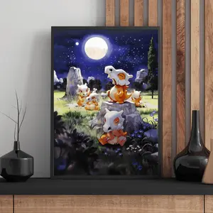 Cubone Family Poster, Anime Gift Perfect, Bedroom Wall Art, Bedroom Unframed Wall Art, Home Decor
