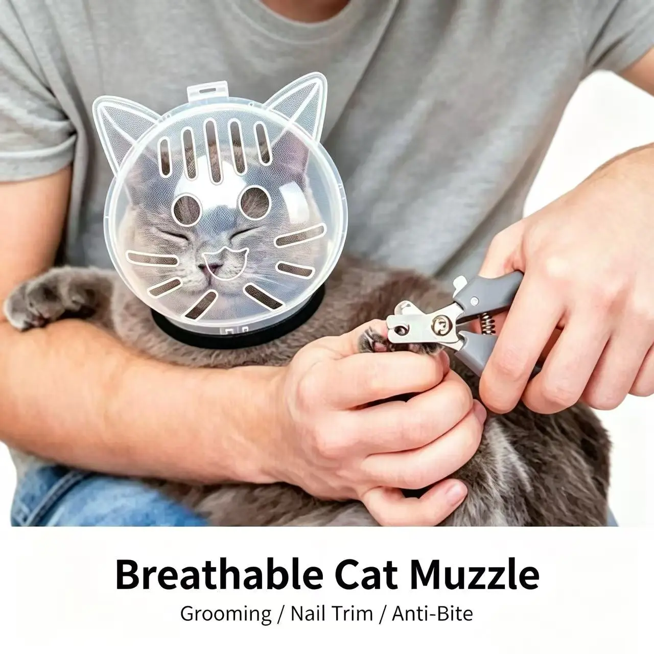 Post-Surgery Elizabethan Collar for Cats - Clear Adjustable Cone to Prevent Licking & Biting