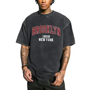 Men's Vintage Brooklyn 1898 New York Graphic T-Shirt - Heavyweight Washed Cotton, Loose Fit Round Neck Short Sleeve Tee, Breathable and Comfortable for Casual Streetwear, Everyday Tshirt |   Vintage Streetwear |   Comfortable Fit