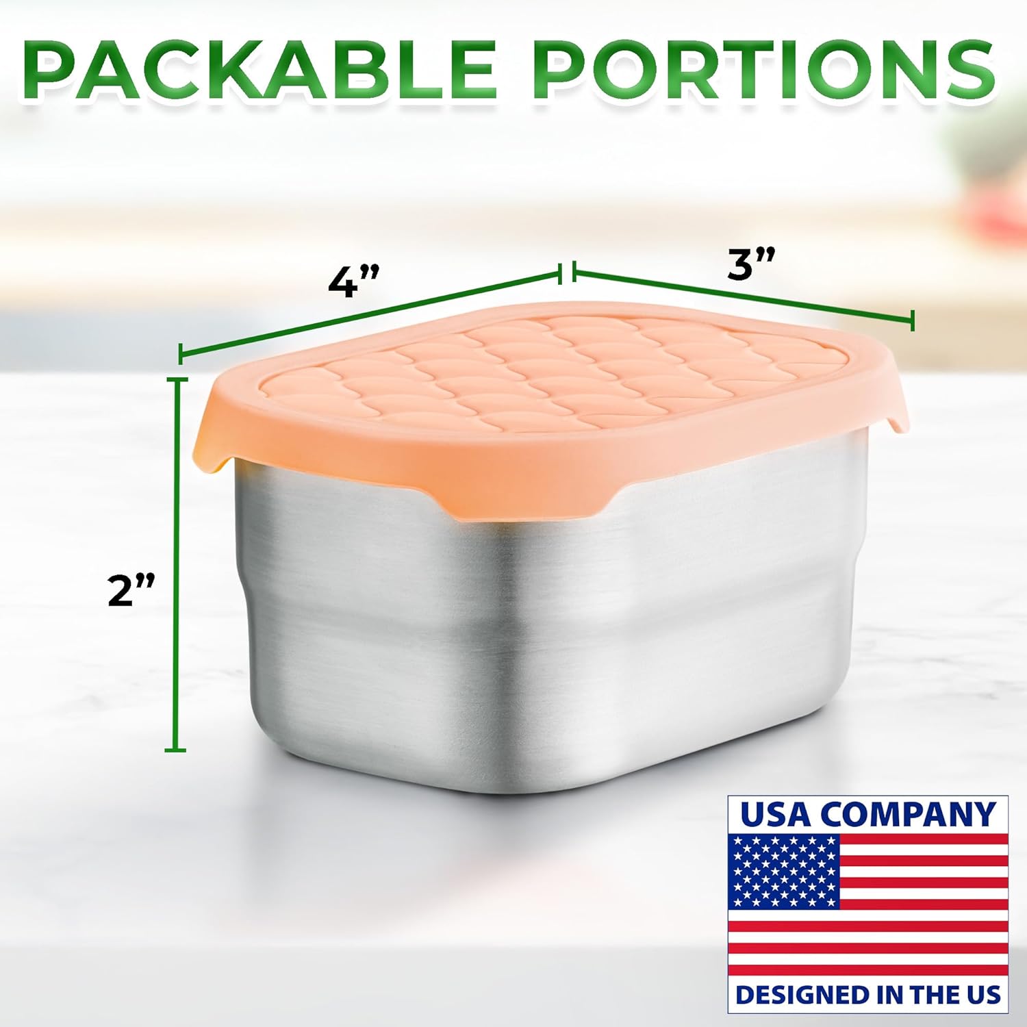 Everusely - Stainless Steel Snack Containers - 8 oz / 230 ml, 4-Pack, Flavorful - Leakproof Food Storage Boxes + Lids for Travel - Reusable Containers for Adults - Small Boxes for Portion Control