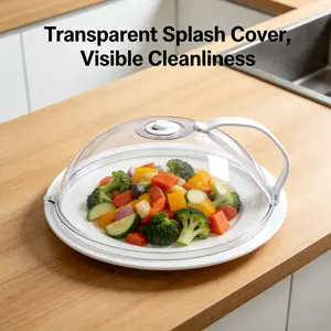 Reusable Microwave Splash-Proof Lid with Breathable Steam Vents, Heat-Resistant, Compatible with Most Plates and Bowls for Kitchen Protection