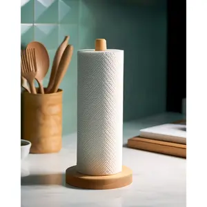 Modern bamboo tissue holders are also suitable for headrope rack-countertop organizer with wooden stand, space-saving kitchen and bathroom storage, Bathroom Accessory, designed for kitchen tissue, regular tissue