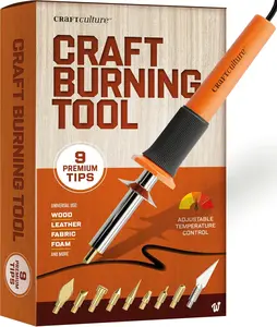 Wood Burning Tool Pen - Craft Burning Tools for Adults & Teens - Wood Burner Kit, Engraver, Carver, Pyrography, Woodburning - Includes 9 Premium Tips - Adjustable Temperature Control