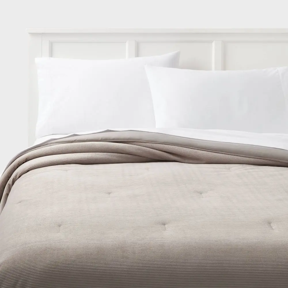 Corduroy Plush Comforter Light - Room Essentials