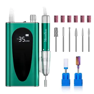 MelodySusie Sparkle Plus 35000RPM MM400C Nail Drill Professional Rechargeable Cordless with 8 Bits for Acrylic Gel Nails Removal Low Noise Heat Green
