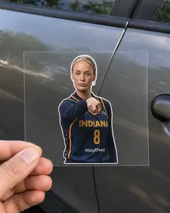 Sophie Cunningham Car Window Decal, White Line Art Basketball Sticker, Sophie Point God, Women Basketball, Indiana Basketball Car Decor