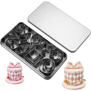 Mini Cookie  Shapes Set - 30  Stainless Steel  of Geometric Shapes Cookie Cutters-Heart  Flower Round Square Hexagon Oval  Biscuit Cutters