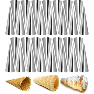 30pcs Non-Stick Cream Horn Cones Tubes Stainless Steel Conical Croissant Pastry Baking Moulds Set Cannoli Form Roll Mold Corner Shaper for Christmas Anniversary and Daily Use