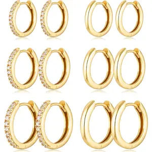 Hoop Earrings Set Huggie Hoop Earrings   Lightweight Cartilage Cubic Zirconia  Everyday Earrings for Women