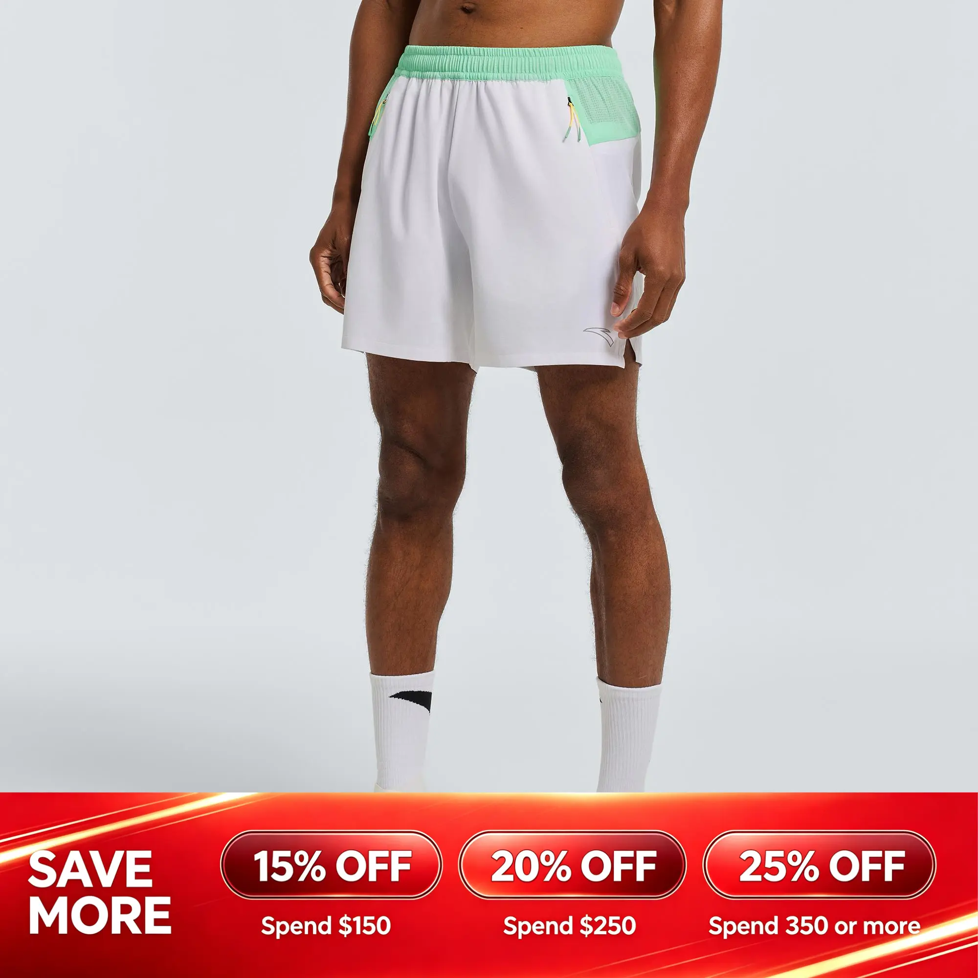 Men's ANTA Run Woven Shorts White Black Breathable Sporty Workout Running Shorts
