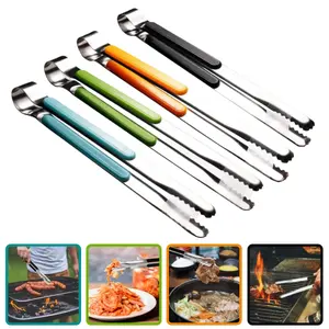 4 Pack 10 Inchs Premium Stainless Steel Kitchen Tongs,Serving Tongs for Cooking,Metal Food Tongs with Non-Slip Grip,Heat Resistant Grill Tongs Christmas New Year Gift Home Supplies