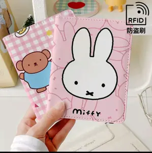 Miffyy Bunny Anime Series PU Leather Passport Holder | ID Card Travel Document Bag Passport Cover | Men and Women Passport Carrying Bags