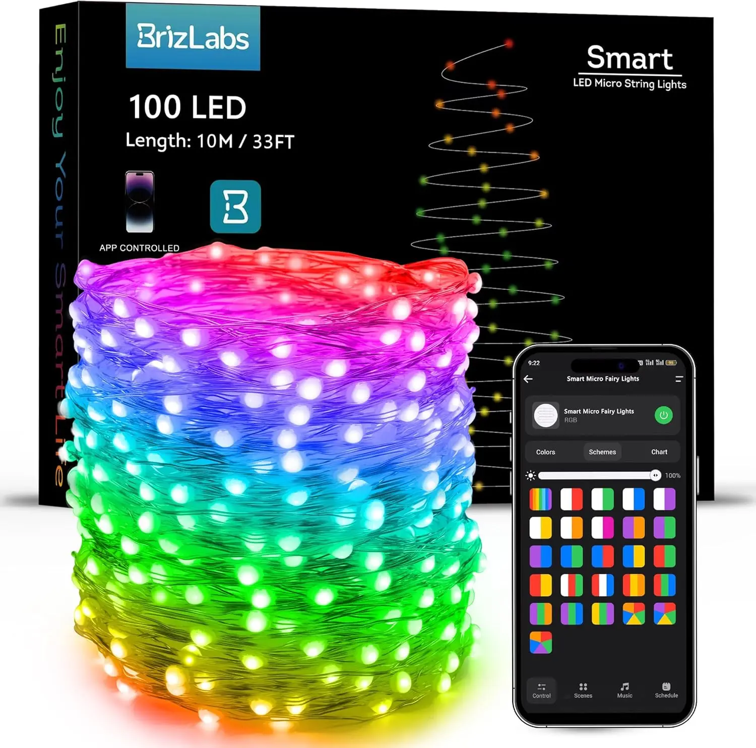 BrizLabs Smart July 4th Lights,  Red White Blue Fairy Lights Work with Alexa/Google Home, WiFi Xmas Light Dimmable RGB Color Changing Twinkle Starry Light for Xmas Home Party Halloween