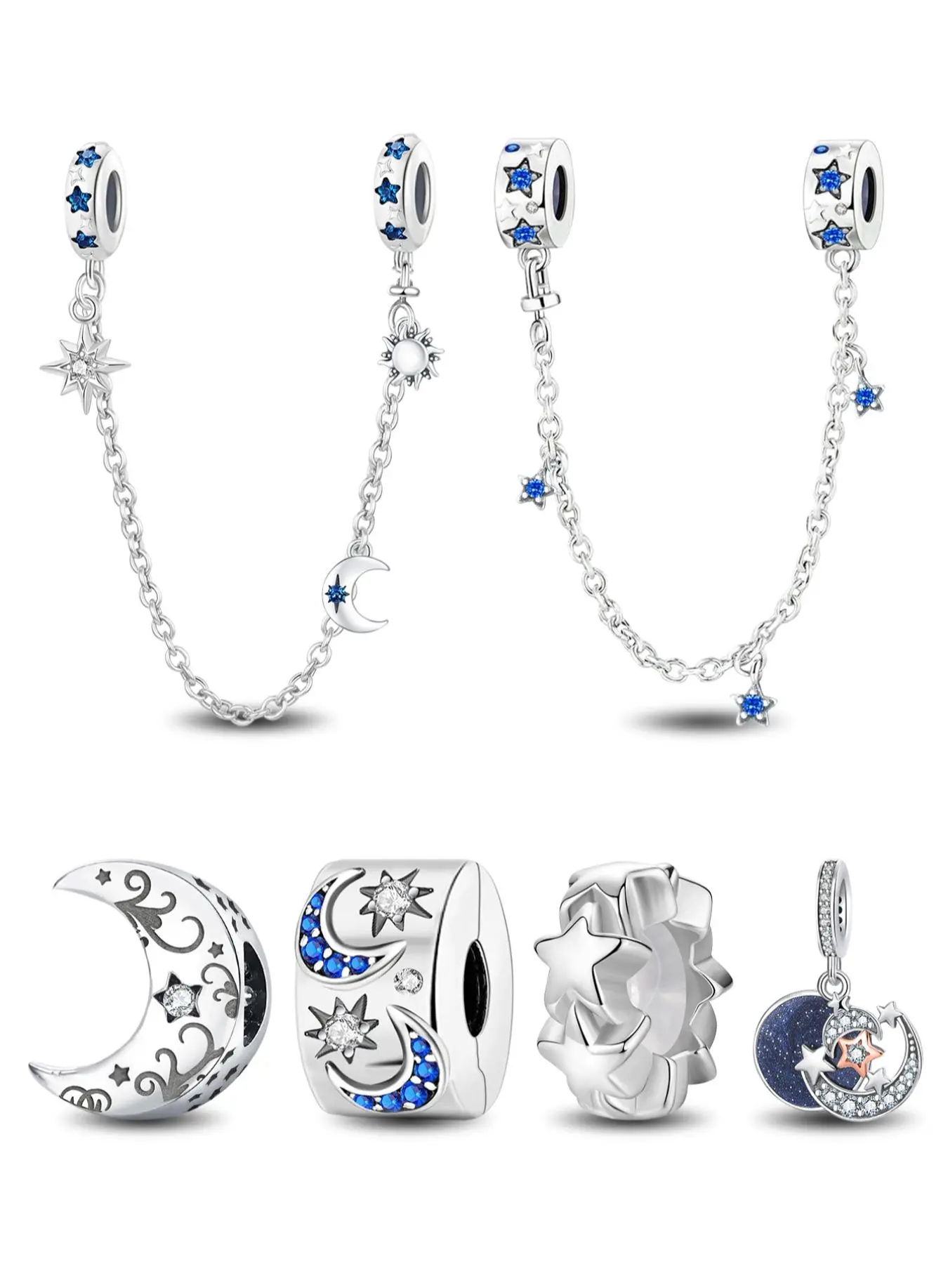Star & Moon Design Charm, Fashionable DIY Jewelry Accessories for Women & Girls, Trendy All-match & Exquisite DIY Jewelry for Birthday Gift