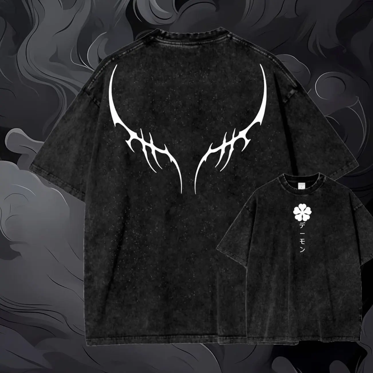 Black Clover Vintage Washed Cotton Anime Shirt, Manga Tee Mineral Wash T-Shirt, Vintage Inspired, Anime Gift Tee, Y2K Shirt I5N