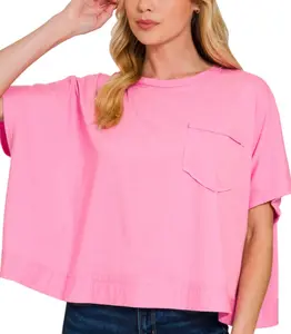 Exposed Seam Boxy Top in Candy Pink