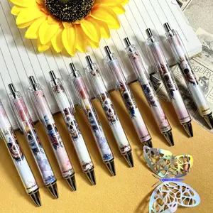 5/10/15pcs Day of the Dead Colored Skull Art and Rose Butterfly Ballpoint Pen Fashion Color Dyeing Writing Pen Suitable for Office and Party Gifts, Ballpoint Pen Kit