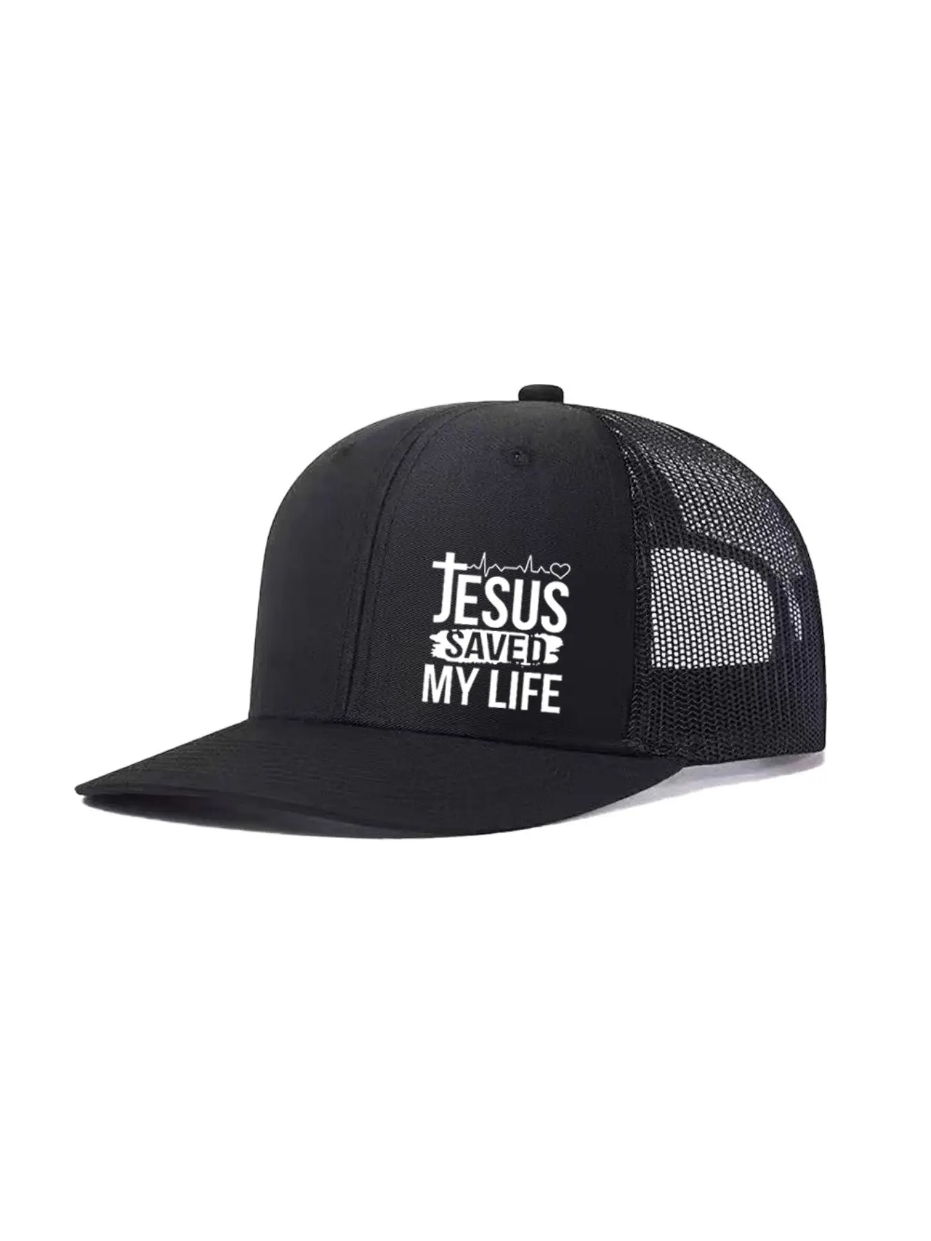 2pcs/1pc Unisex Baseball Cap Polyester Cap JESUS SAVED MY LIFE Letter Printing Hat Mesh Hats for Mens Women Richardson Slightly Curved Brim Baseball Cap Adjustable Casual Hats Trucker Style Hats Dad Hats Outdoor Mesh Breathable Sun Hat
