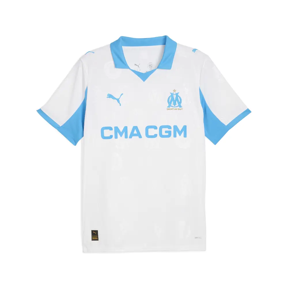 PUMA Mens Olympique De Marseille Collared Short Sleeve Jersey 2425 Casual - White