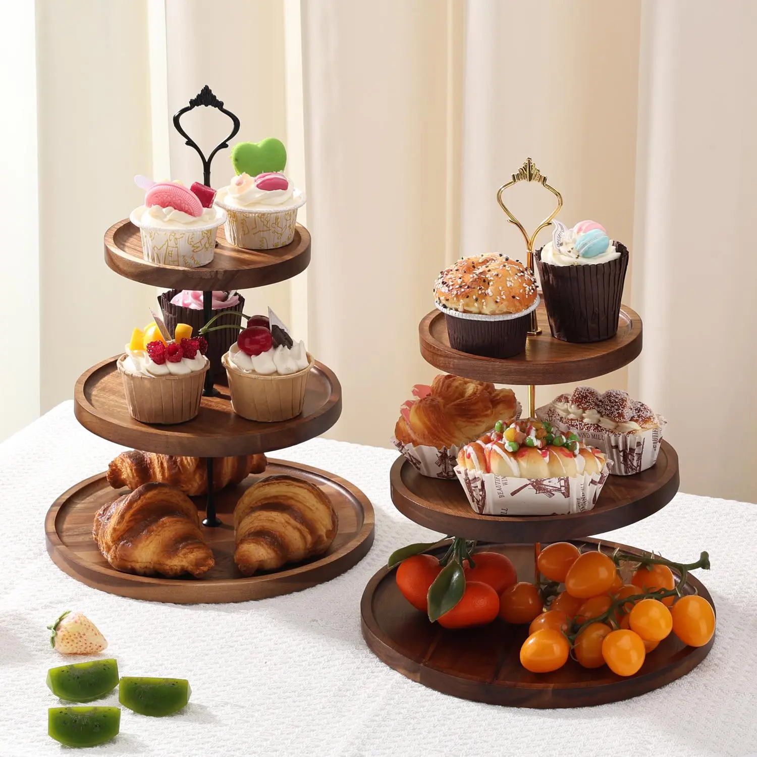Wooden Cake Stand with Tray, Cupcake Stand, Multi-layer Cake Display Tower, Elegant Decoration Storage Rack for Home Kitchen Party, Cupcake Serving Tower, Ornaments, Cake Stands for Party