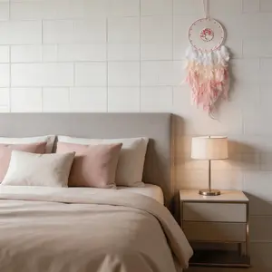 Creative Home Decor Life Tree Dream Catcher Bell, Stone Accents, Feather Details, Adds Girlie Touch to Bedroom or Window Shelf