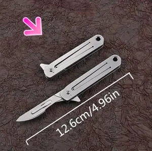 Quick Open Craft Knife, Outdoor Small Pocket Knife,Stainless Steel Folding Knife, Sharp Replaceable Blade, Portable Camping Tool, Stainless Steel Knives