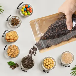 50 Vintage Kraft Paper Gift Bags with Transparent Window, Premium Packaging, Reusable Sealed Food Packaging, Perfect for Snacks, Birthday Parties, Wedding Favors