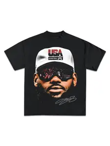 American fashion retro T-shirt summer top streetwear LeBron James basketball star T-shirt men's short sleeved soft skin friendly T-shirt unisex all season suitable couple gift from children to adults