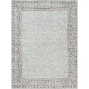Rainier Cottage Border Beige Washable Rug | Our PNW Home X Livabliss