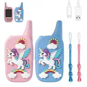 Kids video walkie talkies Set (2-Piece),2.0-inch HD， Rechargeable Long-Range Two-WayRadio Toys, Suitable for Boys and Girls Ages3-12, Voice Changer，Outdoor Adventures, Camping, Hiking,Birthday Gifts, Pink and Blue Dual-Color Design