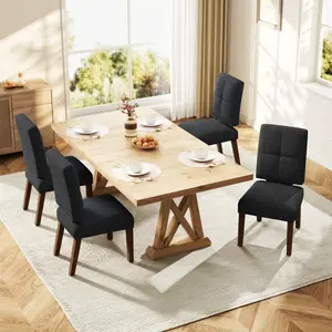 【NEW】Wooden Dining Chairs Set of 4, Dining Room Chairs with Wood Legs, Cloud-Like Cushion & Reinforcement Structure Design for Kitchen/Living Room/Restaurant, Easy Assembly